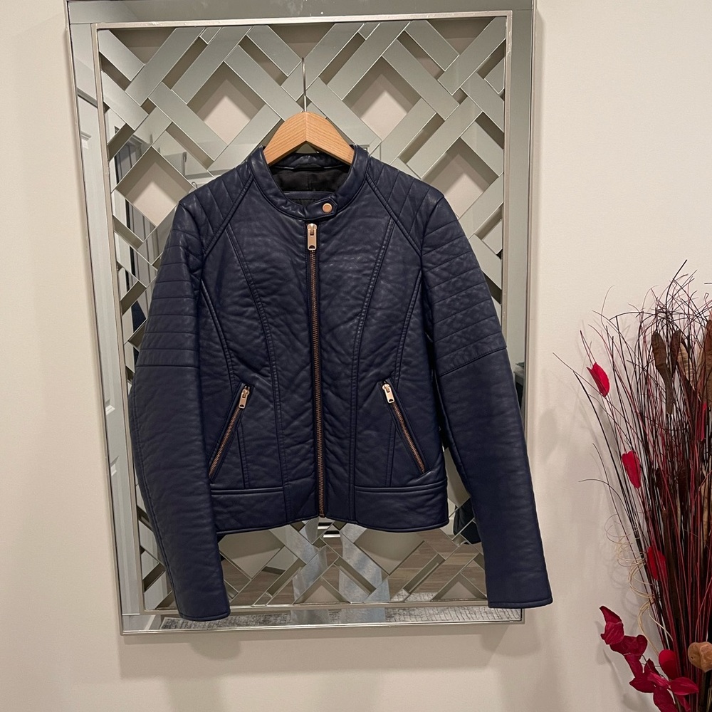 Bomber Jacket Faux Leather Blue - Size M - Marc New York - never used